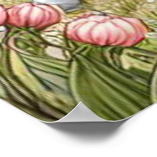 咲く果樹園の美しい馬と馬 ポスター (角)