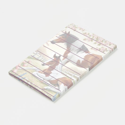 咲く果樹園の美しい馬と馬 ポストイット (アングル)