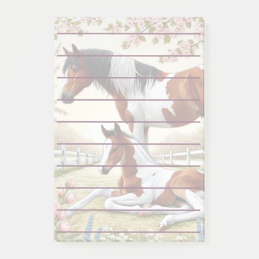 咲く果樹園の美しい馬と馬 ポストイット (正面)