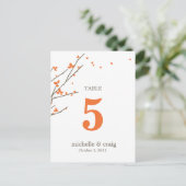 咲く枝結婚のテーブル番号カード ポストカード (スタンド正面)