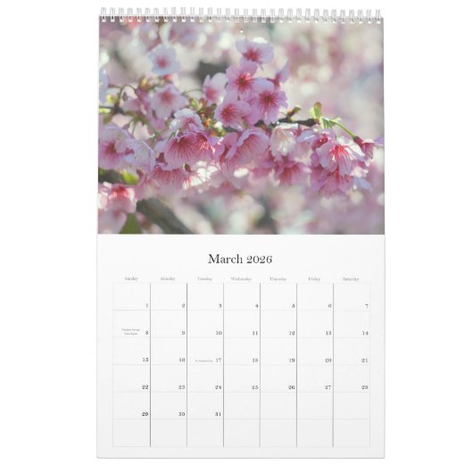 咲く桃とさくらんぼカレンダー2025 カレンダー (3月 2026)