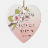 咲く桜の写真のピンク セラミックオーナメント (右)