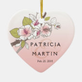 咲く桜の写真のピンク セラミックオーナメント (正面)