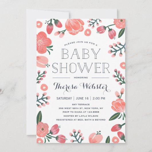 咲く植物学 | ベビーシャワー招待状 招待状 (正面)