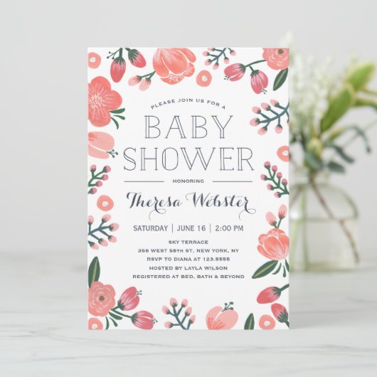 咲く植物学 | ベビーシャワー招待状 招待状 (スタンド正面)