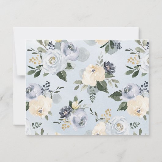 咲く植物性の青い文パーソナライズされた具 ノートカード (裏面)