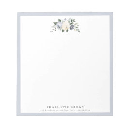 咲く植物性の青い文パーソナライズされた具 ノートパッド