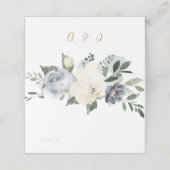 咲く植物性ほこりっぽい結婚青色の座席表 プレイスカード (外部開封)