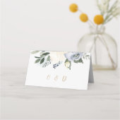咲く植物性ほこりっぽい結婚青色の座席表 プレイスカード (裏面)