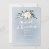 咲く植物性ほこりっぽい青いフローラ披露宴 招待状 (正面)