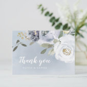 咲く植物性ほこりっぽい青い水色のフローラ サンキューカード (スタンド正面)