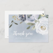 咲く植物性ほこりっぽい青い水色のフローラ サンキューカード (正面/裏面)