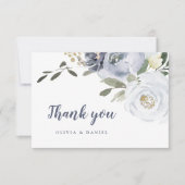 咲く植物性ほこりっぽい青い水色のフローラ サンキューカード (正面)