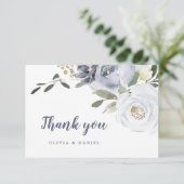 咲く植物性ほこりっぽい青い水色のフローラ サンキューカード (スタンド正面)