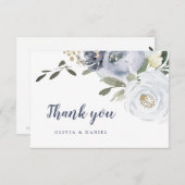 咲く植物性ほこりっぽい青い水色のフローラ サンキューカード (正面/裏面)