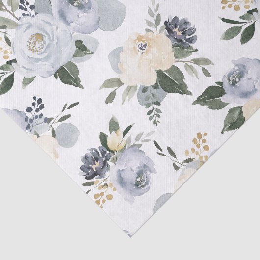 咲く植物性ほこりっぽい青い水色のフローラ 薄葉紙 (詳細)