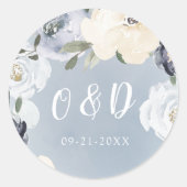 咲く植物性ほこりっぽい青結婚のモノグラム ラウンドシール (正面)