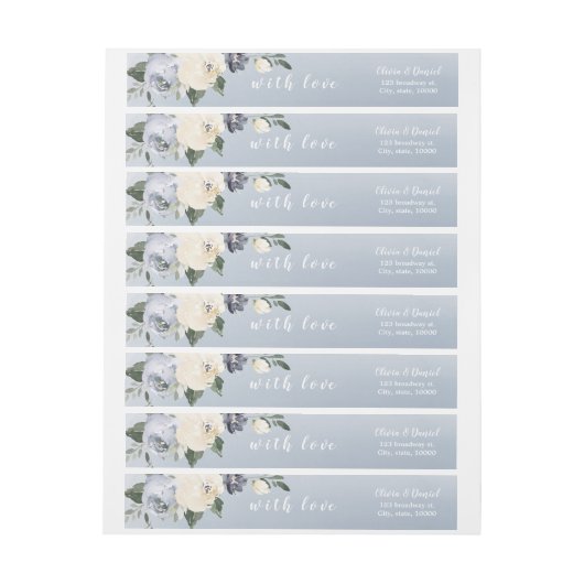 咲く植物性ほこりっぽい青結婚フローラ ラップアラウンドラベル (シート)