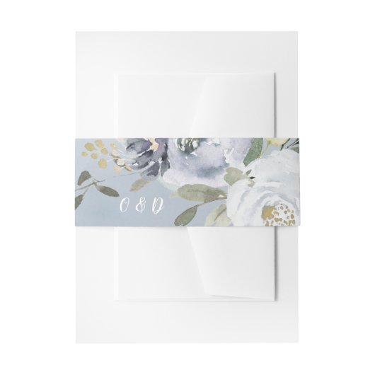 咲く植物性ほこりっぽい青結婚フローラ 招待状ベリーバンド (正面例)