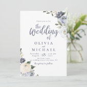 咲く植物性ほこりっぽい青結婚フローラ 招待状 (スタンド正面)