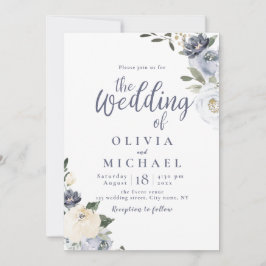 咲く植物性ほこりっぽい青結婚フローラ 招待状