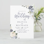 咲く植物性ほこりっぽい青結婚フローラ 招待状 (スタンド正面)