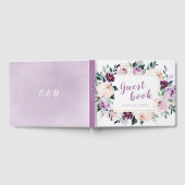 咲く植物紫色のフローラ結婚ズ ゲストブック (全面)