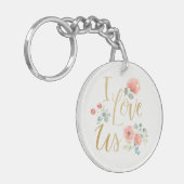 咲く歓喜の白| Iは私達を愛します キーホルダー (正面左)