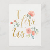 咲く歓喜の白| Iは私達を愛します ポストカード (正面)