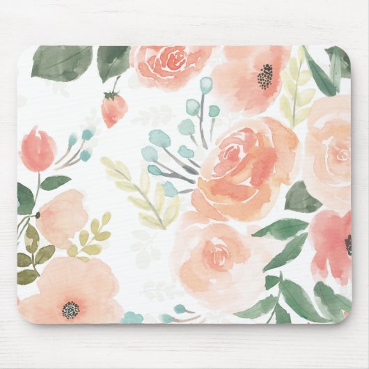 咲く歓喜|のパステル調のモモ マウスパッド (正面)