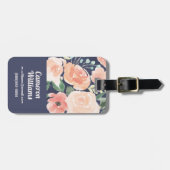 咲く歓喜|のモモ及び青いバラ及びケシ ラゲッジタグ (正面横)