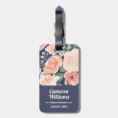 咲く歓喜|のモモ及び青いバラ及びケシ ラゲッジタグ (裏面縦)