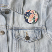 咲く歓喜|のモモ及び青いバラ及びケシ 缶バッジ (インサイチュ)