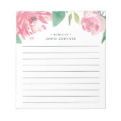 咲く牡丹 |線パーソナライズされた付 ノートパッド (正面)