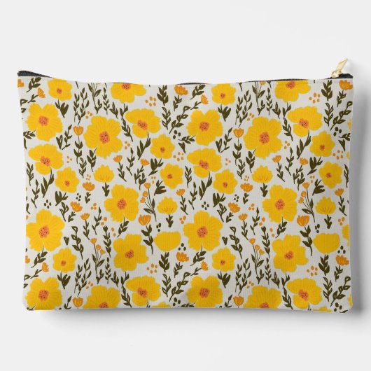 咲く牧草黄色の花のパターンと名前 アクセサリーポーチ (裏面)