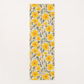 咲く牧草黄色の花のパターン&モノグラム ヨガマット (正面)