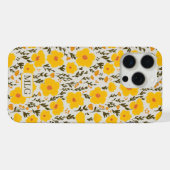 咲く牧草黄色の花のパターン&モノグラム iPhoneケース (裏面横)