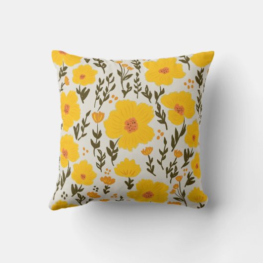 咲く牧草黄色の花模様 クッション (裏面)