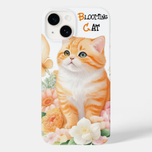 咲く猫:エレガントオレンジと白開花 Case-Mate iPhone 14ケース