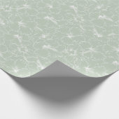 咲く白いハイビスカスの花のセージ・グリーン ラッピングペーパー (角)
