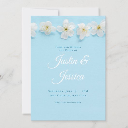 咲く白い花結婚式招待状 招待状 (正面)