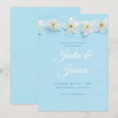 咲く白い花結婚式招待状 招待状 (正面/裏面)