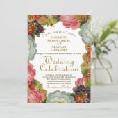 咲く秋ビクトリアンの秋結婚の花 招待状 (スタンド正面)