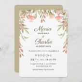 咲く緑。フローラ素朴結婚夏 招待状 (正面/裏面)