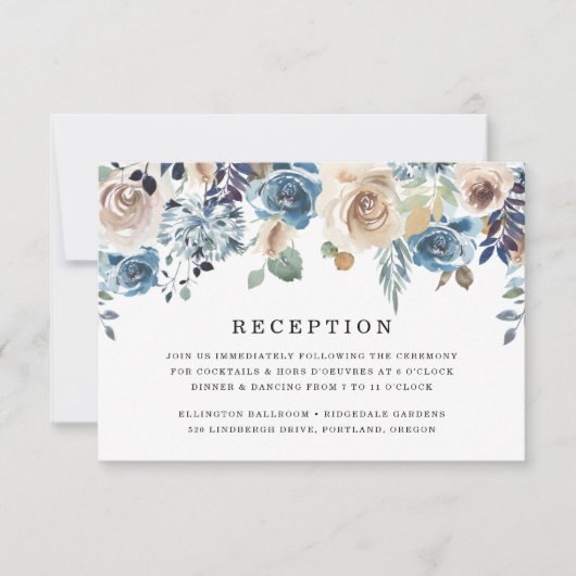 咲く美しい |ウェディングレセプションカード 招待状 (正面)