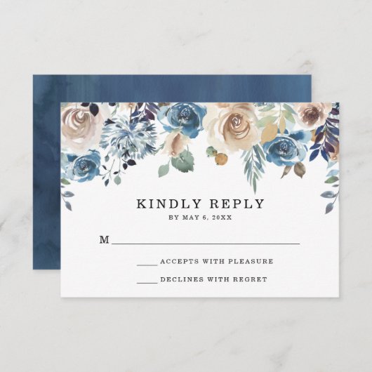 咲く美しい |ウェディングRSVPカード 出欠カード (正面/裏面)