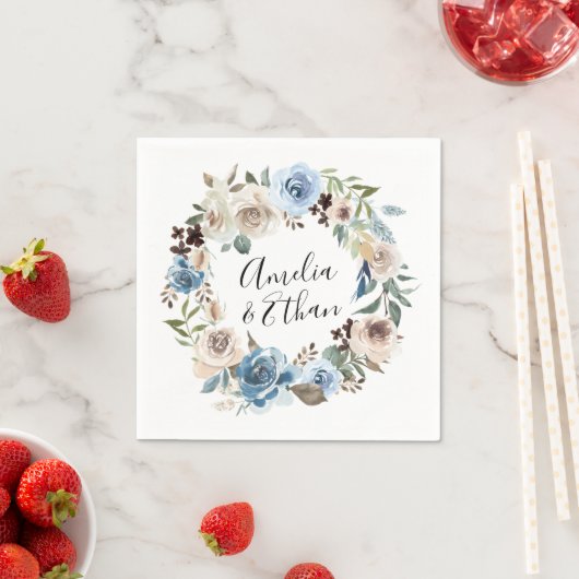 咲く美しい |パーソナライズされた結婚s スタンダードカクテルナプキン (インサイチュ)