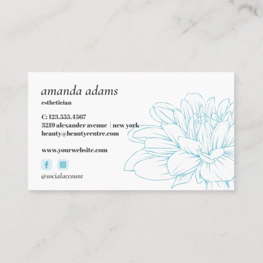 咲く美しい |ライトブルースキンケアエステティシャン 名刺 (裏面)