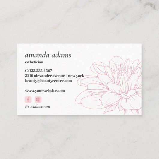 咲く美しい |水彩スキンケアエステティシャン 名刺 (裏面)