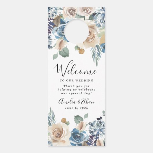 咲く美しい |結婚へようこそ&邪魔しない ドアノブサイン (正面)